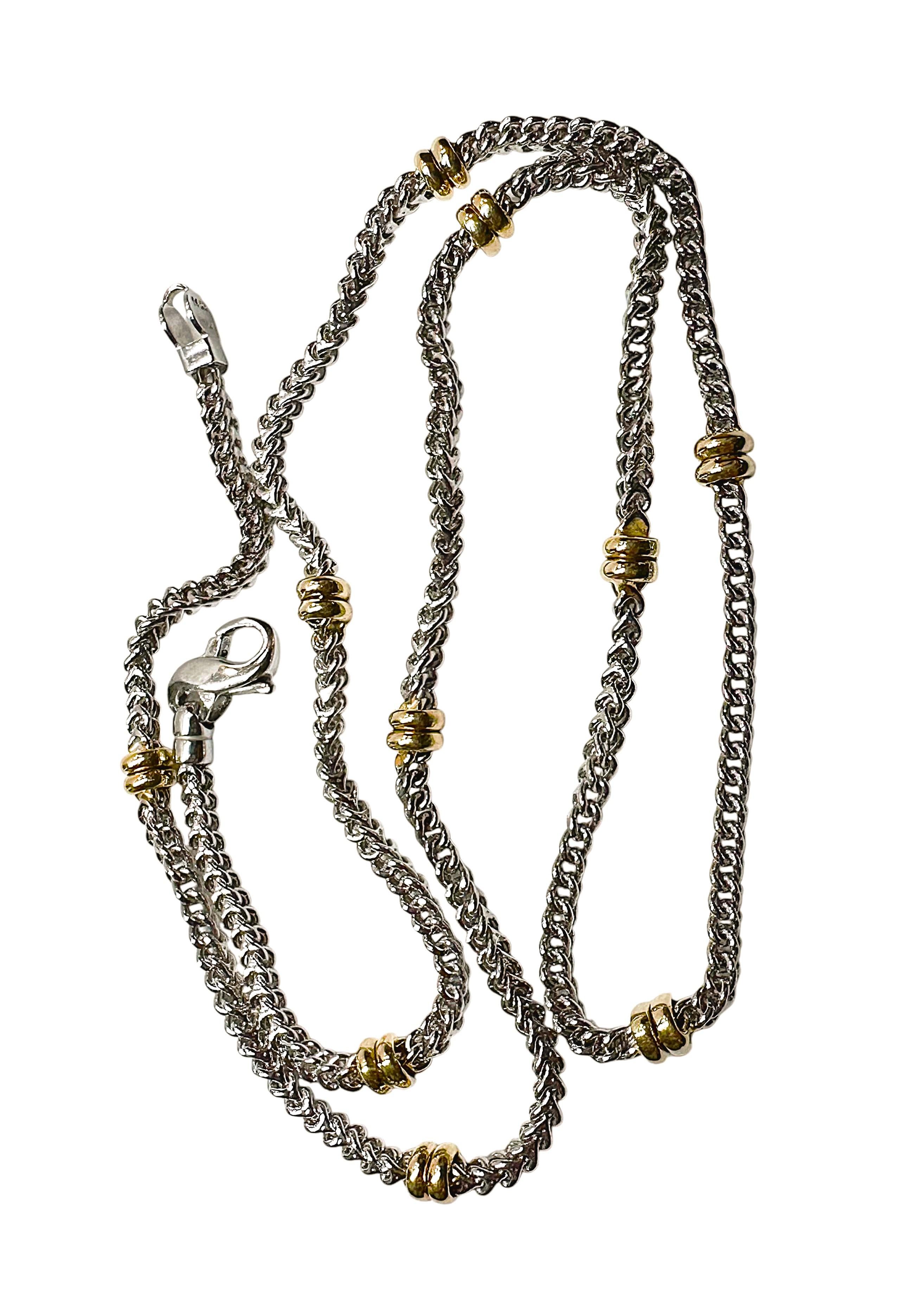 14k White & Yellow Gold Aurafin Italian Station Necklace 18