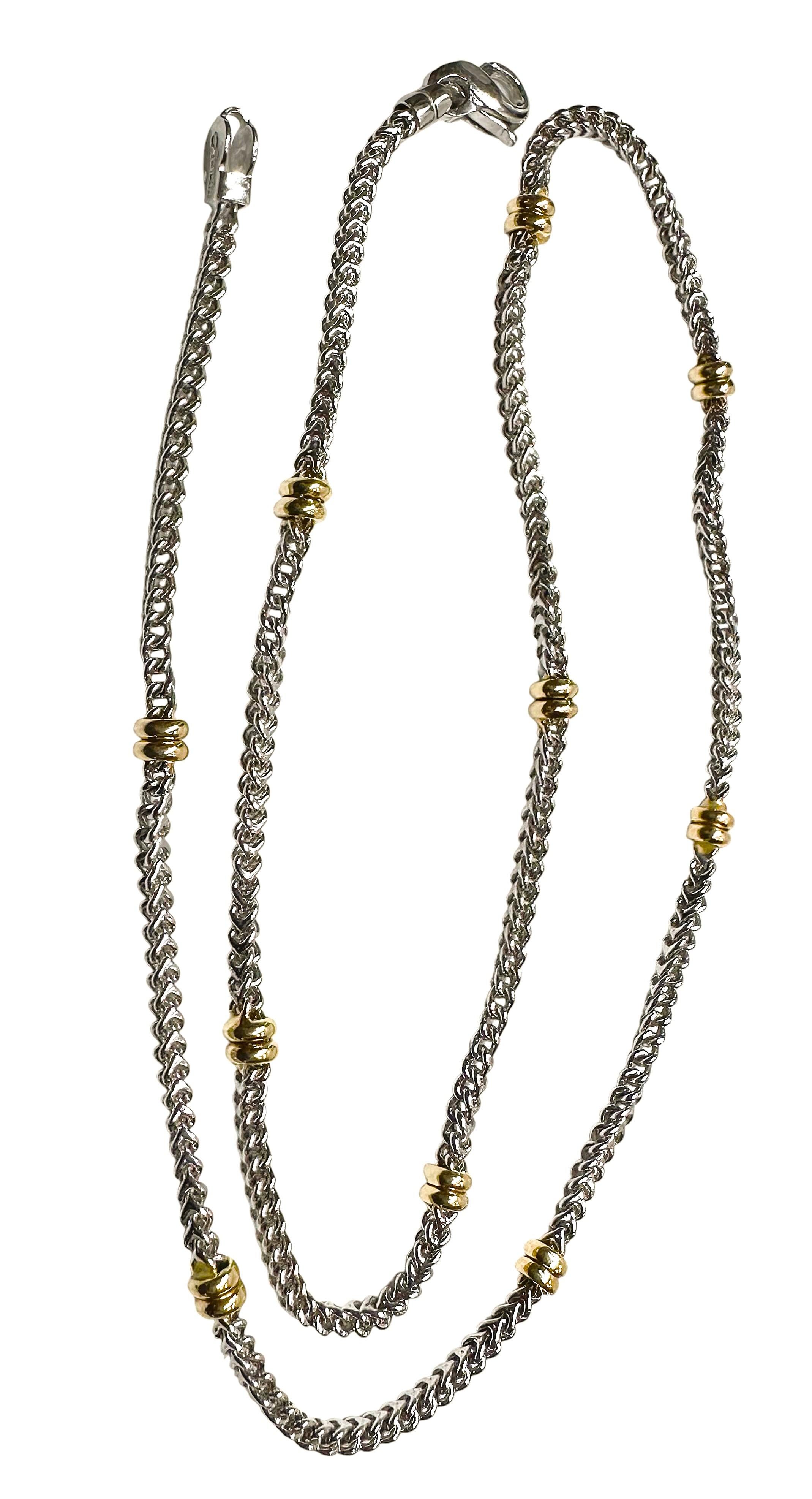 14k White & Yellow Gold Aurafin Italian Station Necklace 18