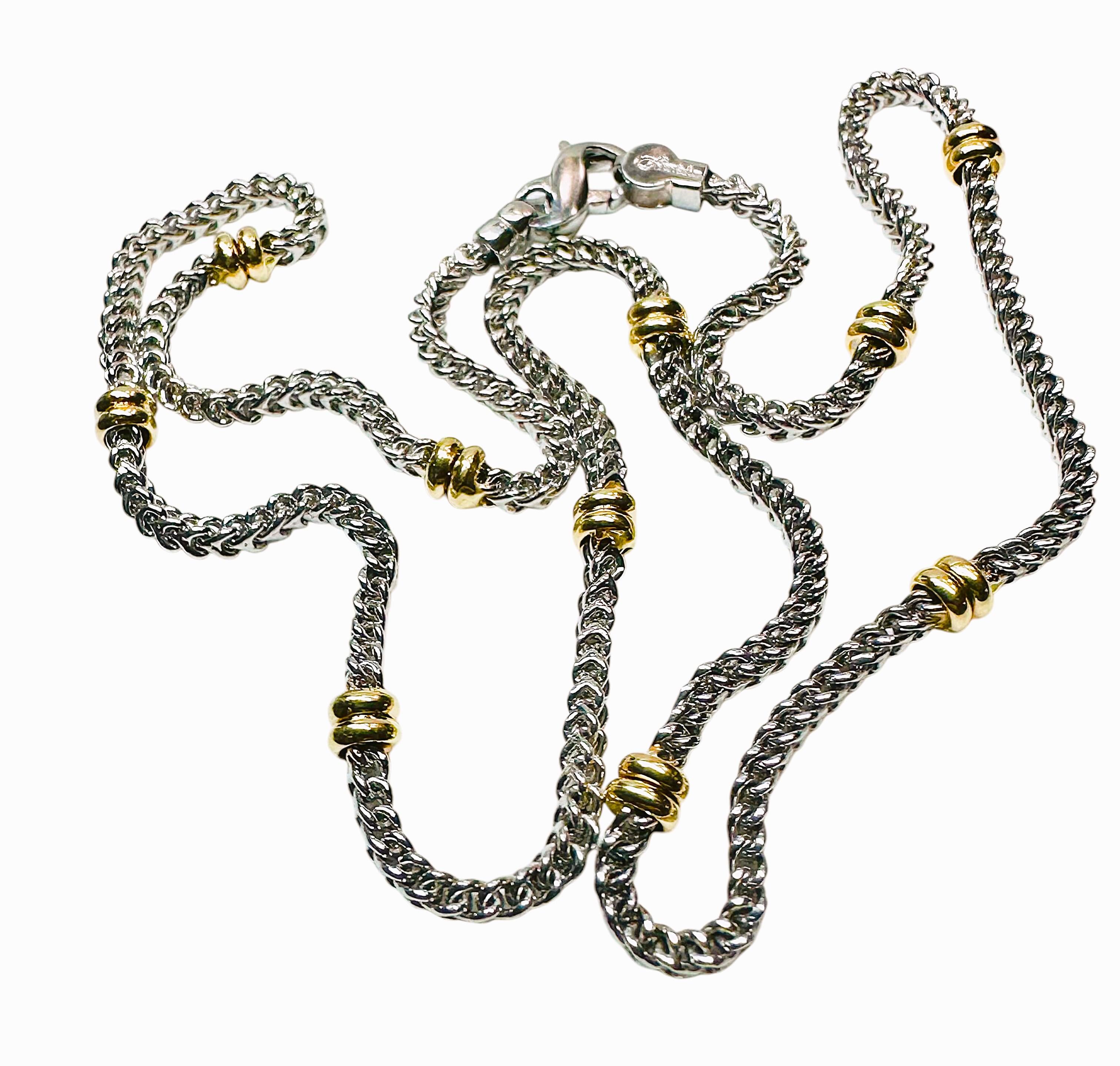 14k White & Yellow Gold Aurafin Italian Station Necklace 18