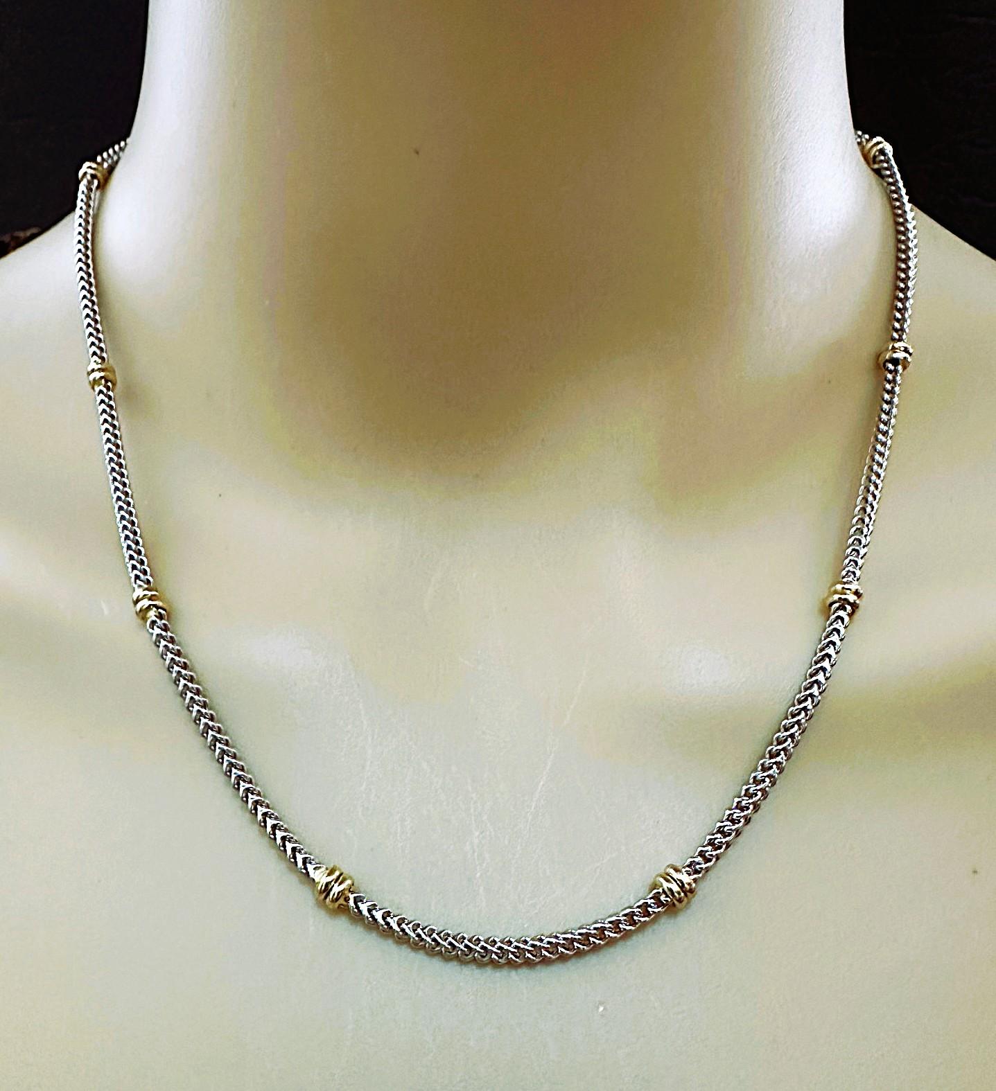 14k White & Yellow Gold Aurafin Italian Station Necklace 18