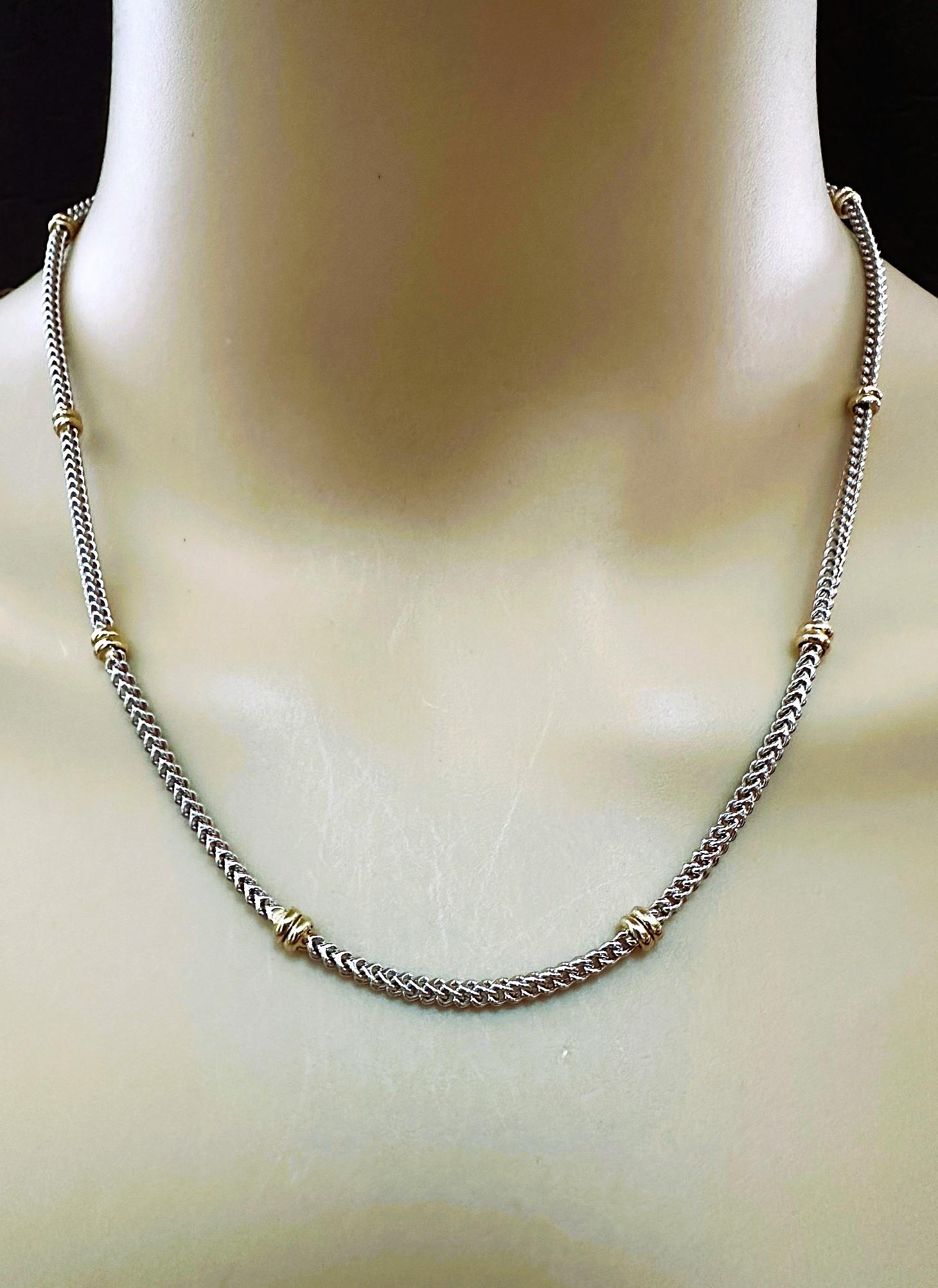 14k White & Yellow Gold Aurafin Italian Station Necklace 18