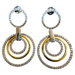 14k White & Yellow Gold Brilliant Cut Diamond Drop Post Earrings - Hallmarked