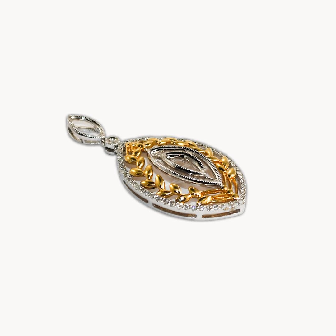 Women's or Men's 14K White & Yellow Gold Dangle Earrings & Pendant Set For Sale
