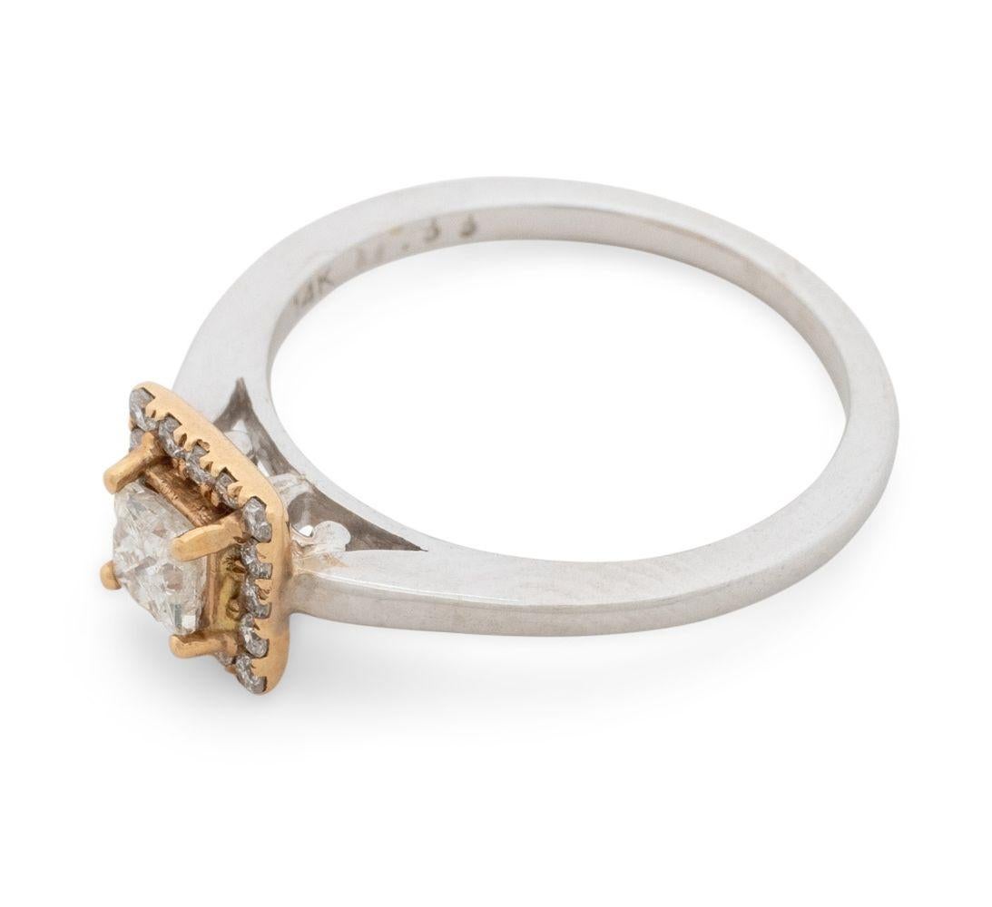 14K White & Yellow Gold Diamond Ring en Bueno estado para la venta en Queens, NY