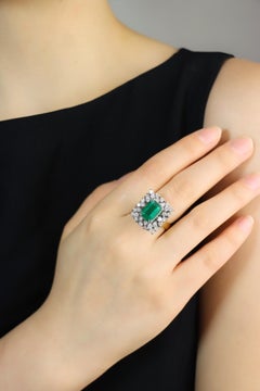 14K White & Yellow Gold Emerald Diamond Ring