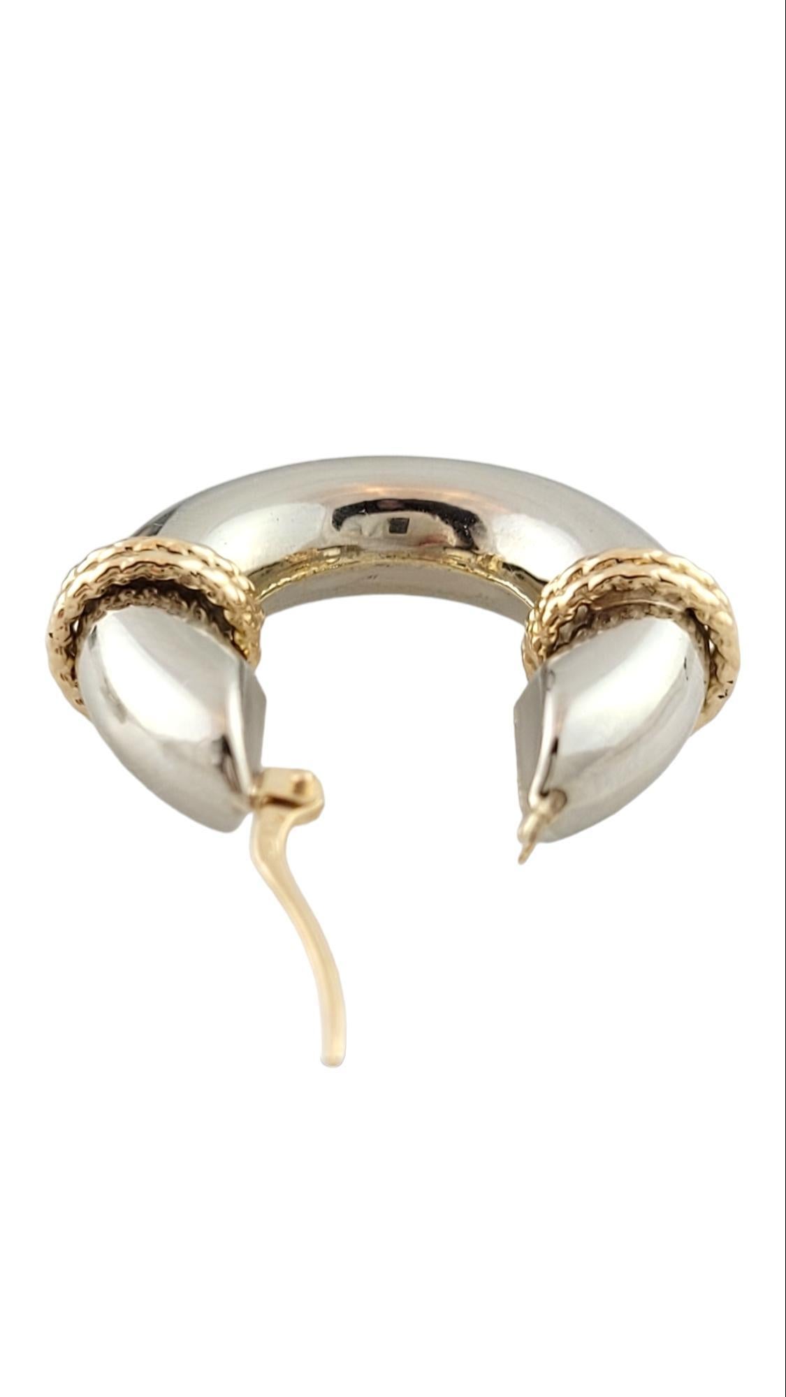 Women's 14K White & Yellow Gold Hoop Earrings #15915 For Sale