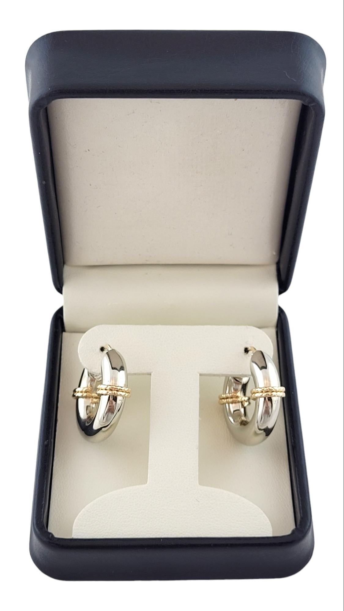 14K White & Yellow Gold Hoop Earrings #15915 For Sale 2