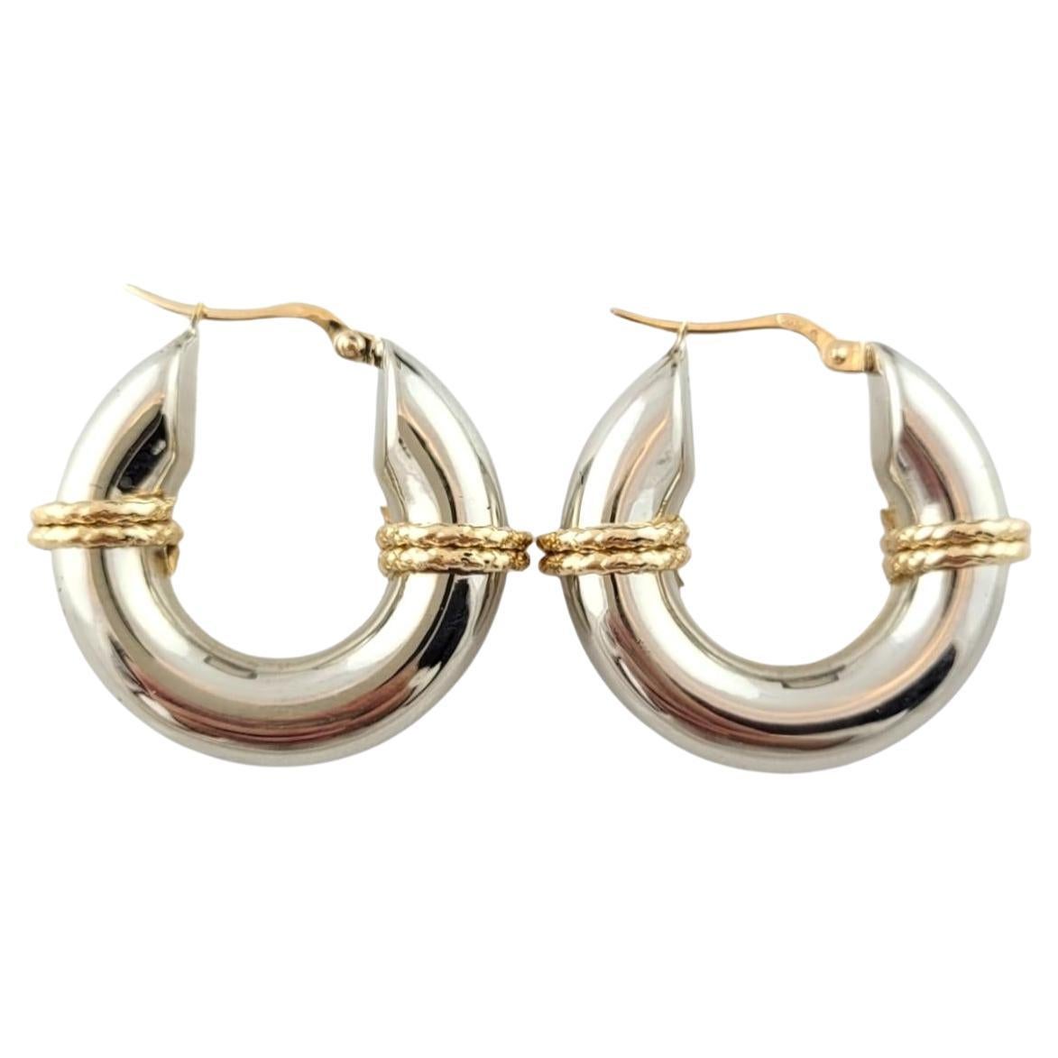 14K White & Yellow Gold Hoop Earrings #15915 For Sale