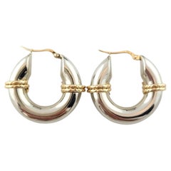 Vintage 14K White & Yellow Gold Hoop Earrings #15915