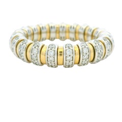 14K White & Yellow Gold Natural Round Diamond Prong Set Stretch Ring In Stock