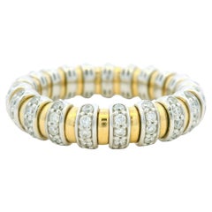 14K White & Yellow Gold Natural Round Diamond Prong Set Stretch Ring In Stock