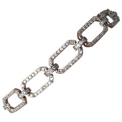 14k White & Yellow Gold Paper Clip Bracelet with 0.90 Carat of Natural Diamonds