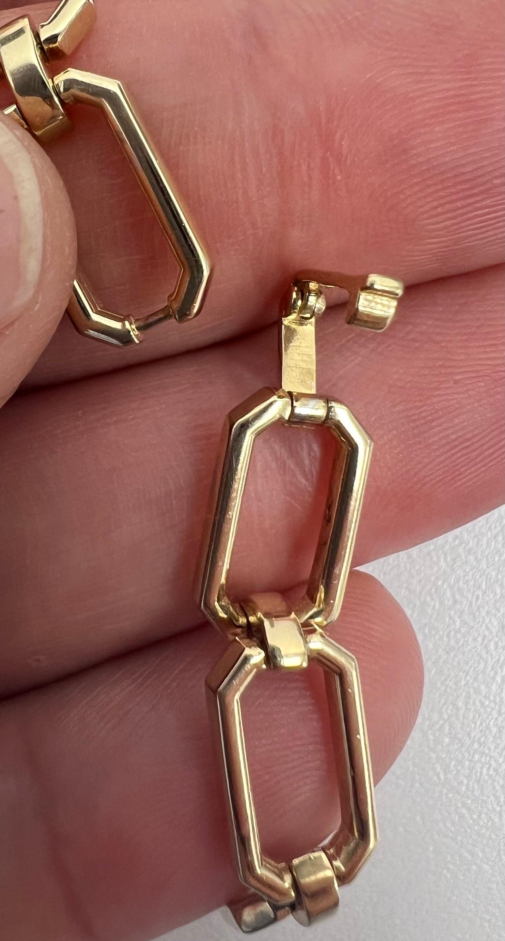 Bracelet trombone en or blanc et jaune 14k avec 0,90 carat de diamants naturels en vente 4