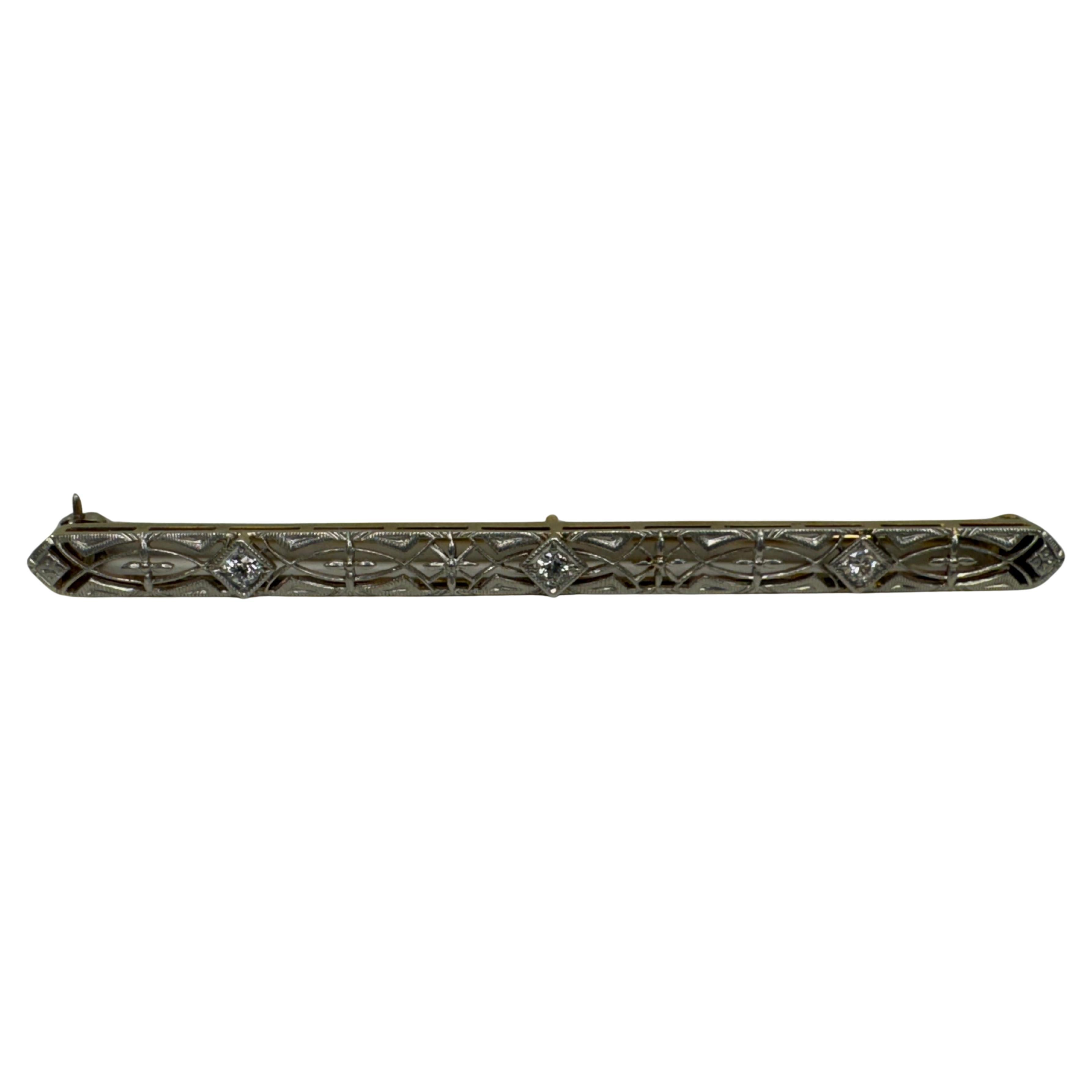14k White/Yellow Gold Scarf Pin Broche