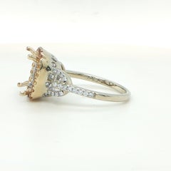 14K White & Yellow Gold Semi-Mount Ring Yellow Topaz & Diamond
