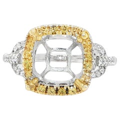 14K White & Yellow Gold Semi-Mount Ring Yellow Topaz & Diamond