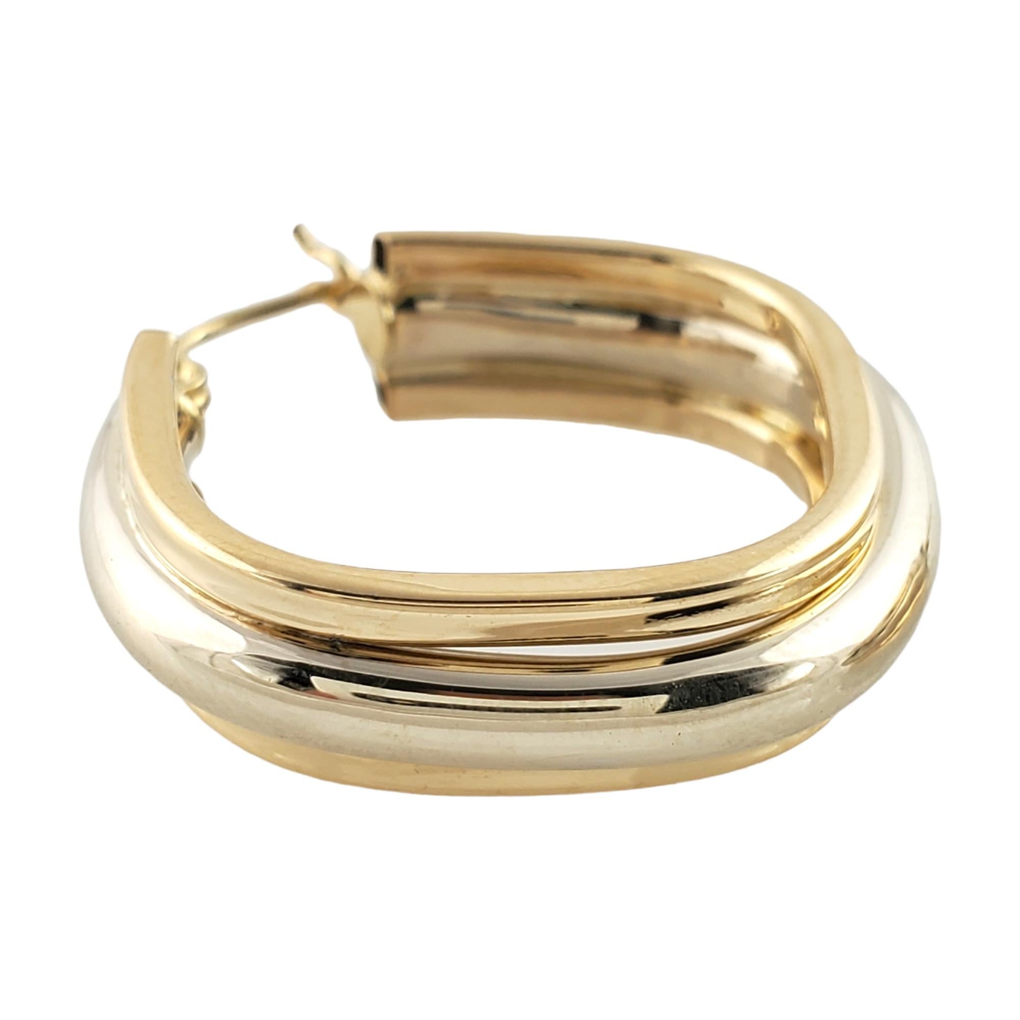 14K White & Yellow Gold Two Tone Square Hoop Earrings For Sale 3