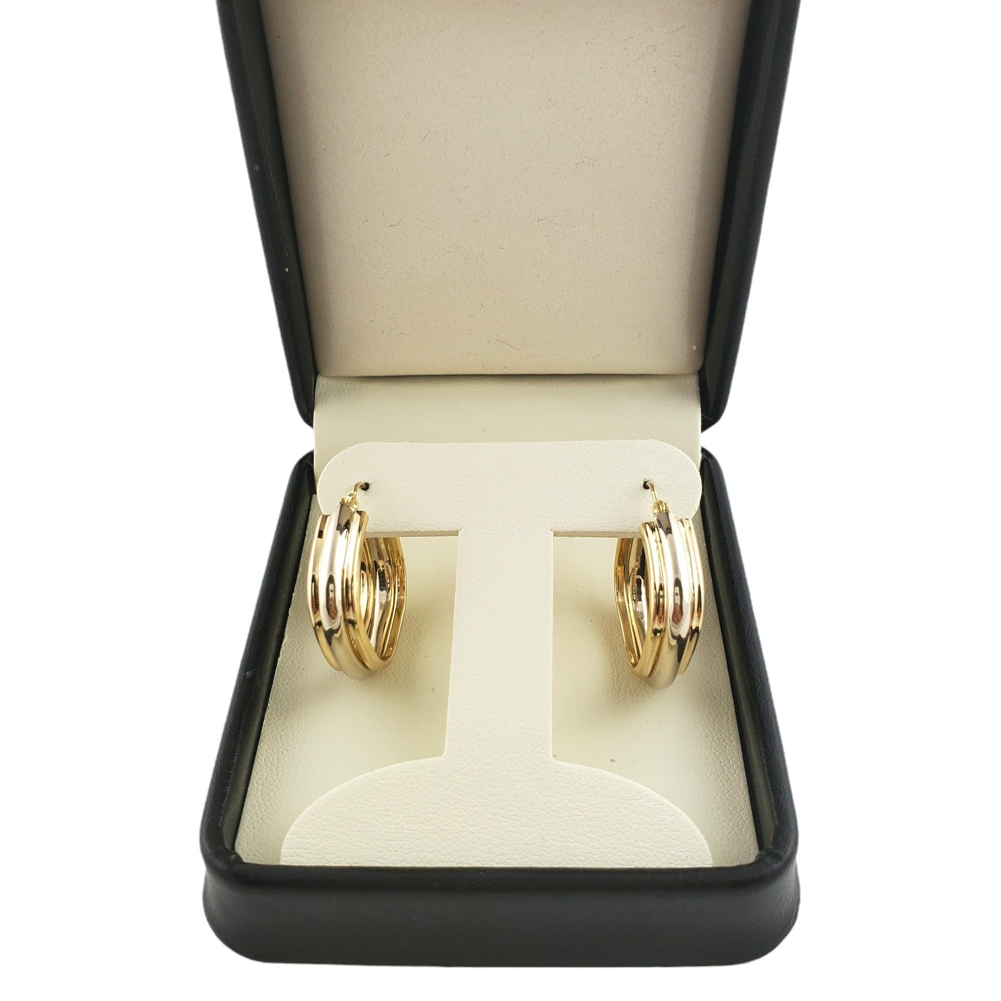 Women's 14K White & Yellow Gold Two Tone Square Hoop Earrings For Sale