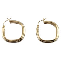 14K White & Yellow Gold Two Tone Square Hoop Earrings