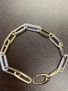 14K White/Yellow Paperclip Bracelet