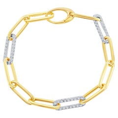 14K White/Yellow Paperclip Bracelet