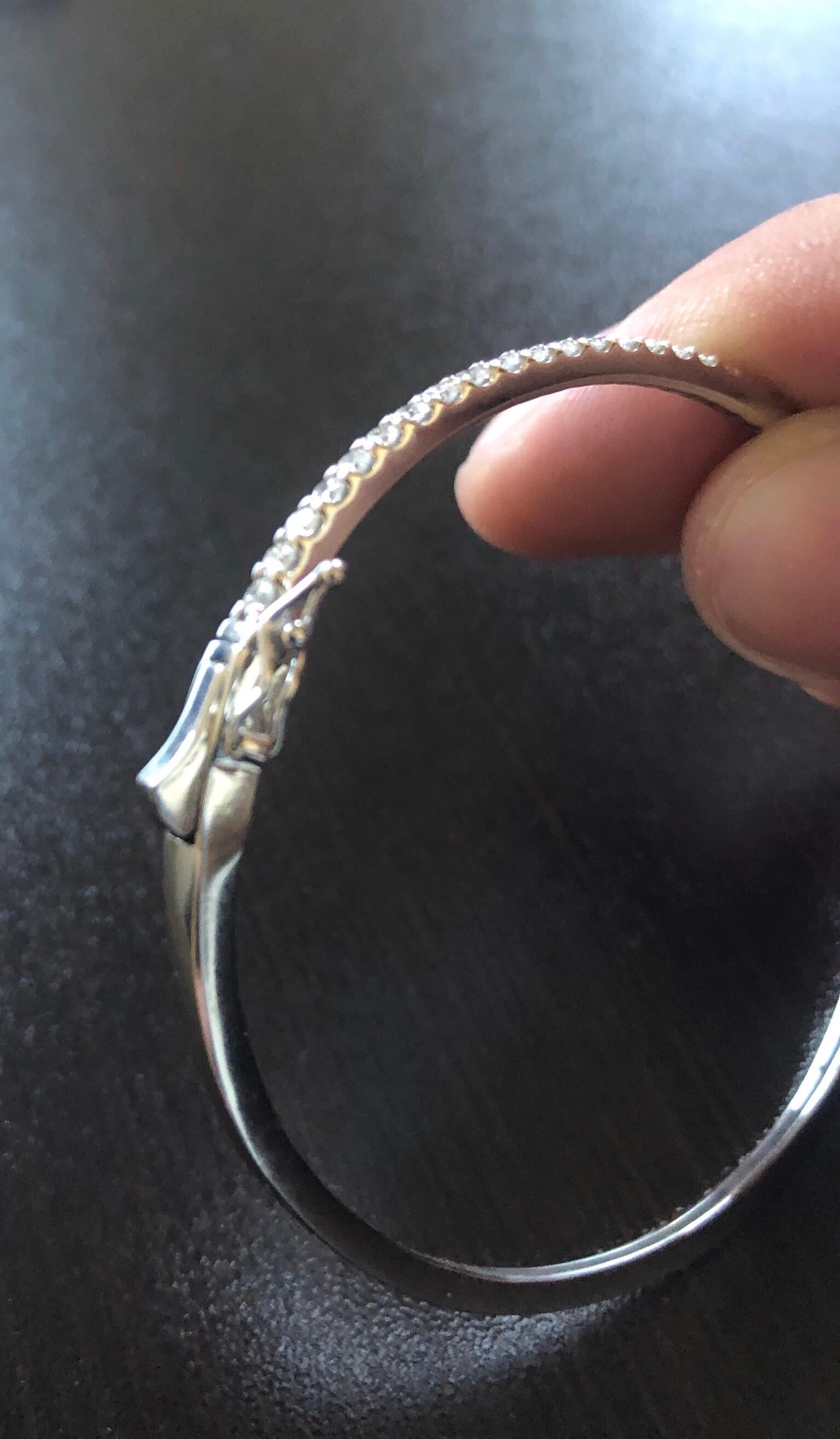 14 Karat White, Yellow, Rose Gold Diamond Bangle Halfway In New Condition For Sale In Great Neck, NY