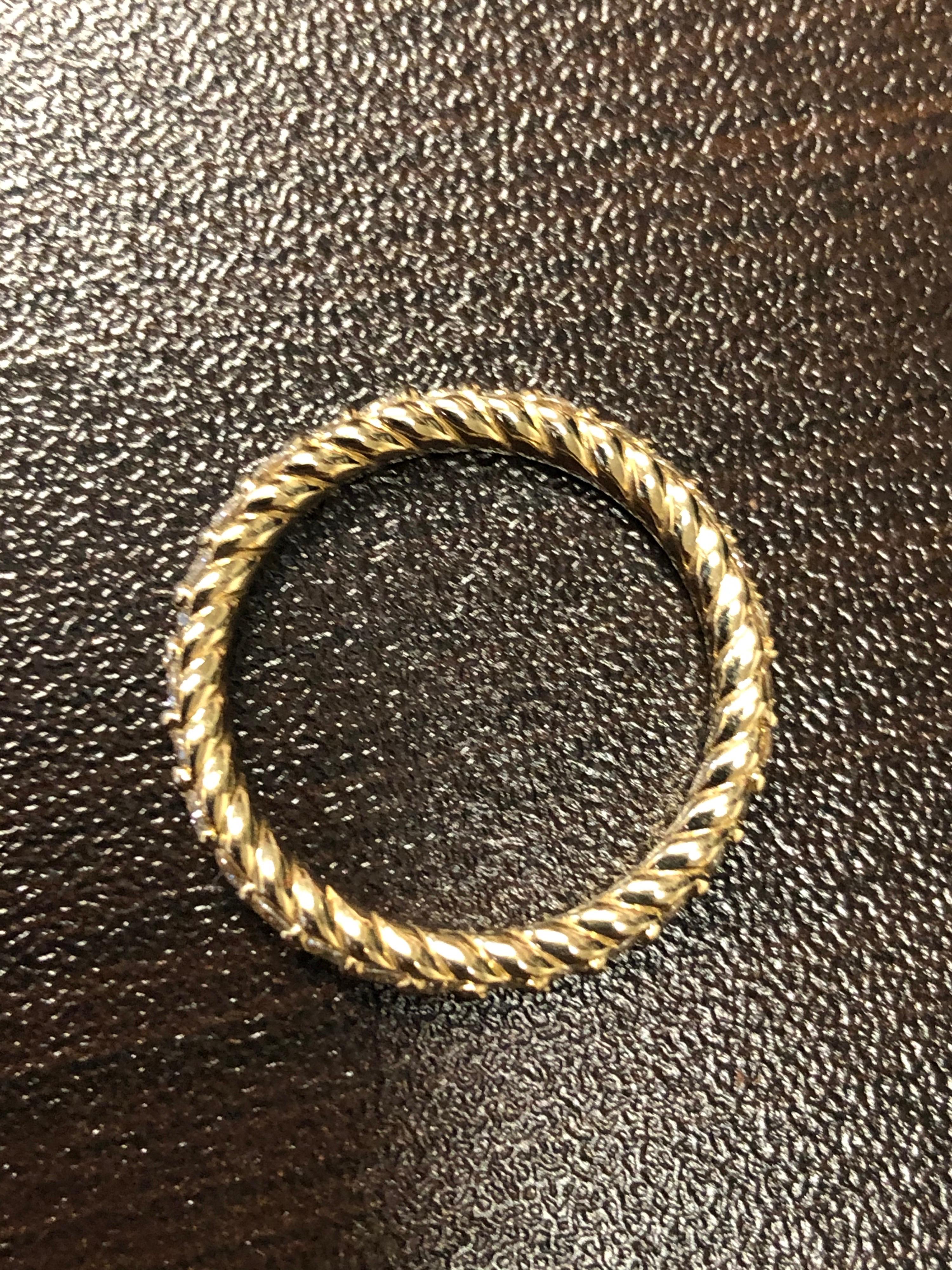 14 Karat White, Yellow, Rose Gold Diamond Eternity Rope Rings In New Condition For Sale In Great Neck, NY