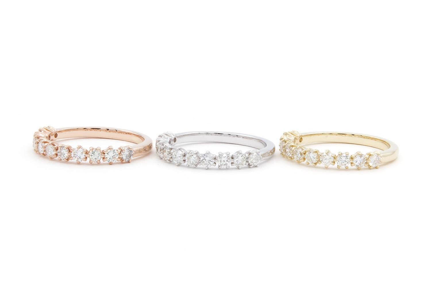 14k White Yellow & Rose Gold Diamond Stacking Fashion Rings 1.55ctw G-H/VS-SI For Sale 3