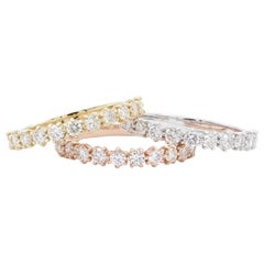 Bagues empilées en or blanc, jaune et rose 14k 1.55ctw G-H/VS-SI