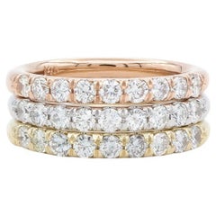14k White Yellow & Rose Gold Diamond Stacking Fashion Rings 1.58ctw G-H/VS-SI