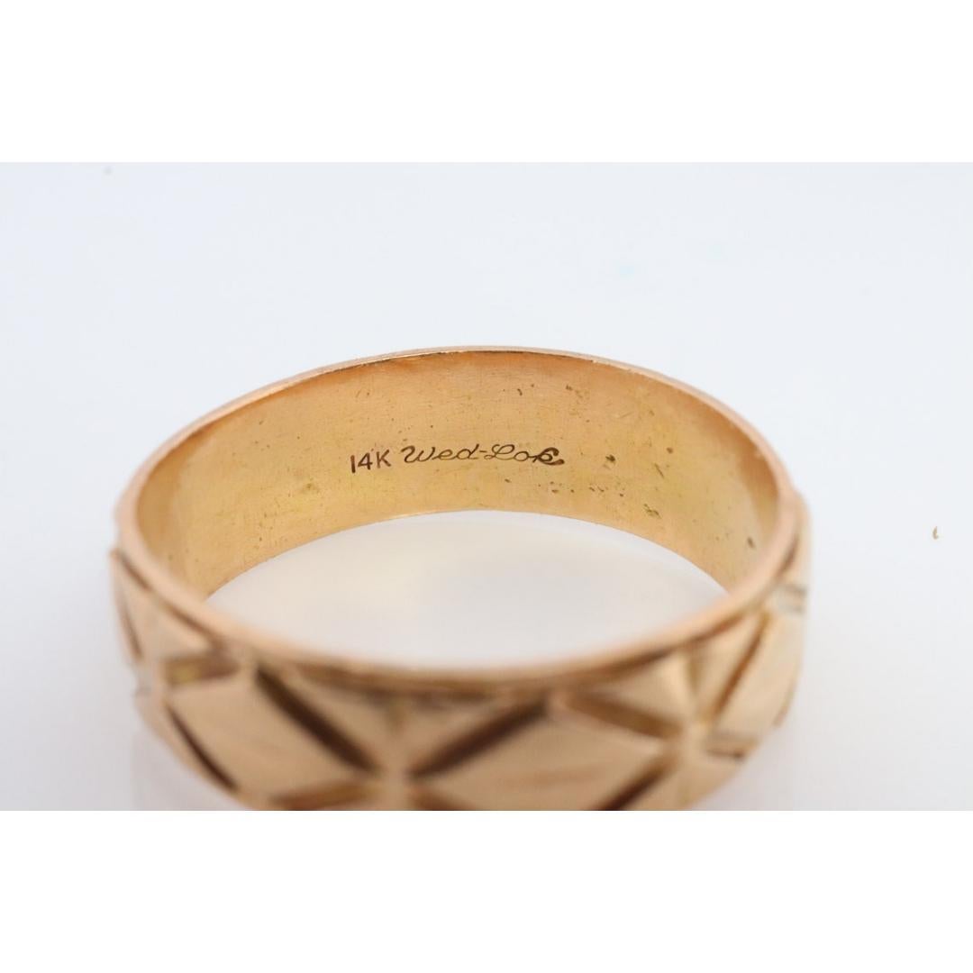 14k Wide Diamond cut engraved band. Wed-Lok MENS Heavy Wide Band. sz 10.75 For Sale 3