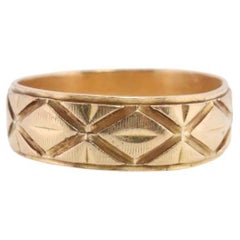 14k Breites, graviertes Band mit Diamantschliff. Wed-Lok MENS Heavy Wide Band. sz 10.75