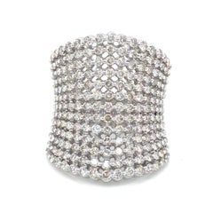 14K Wide Diamond Multi Row Band White Gold