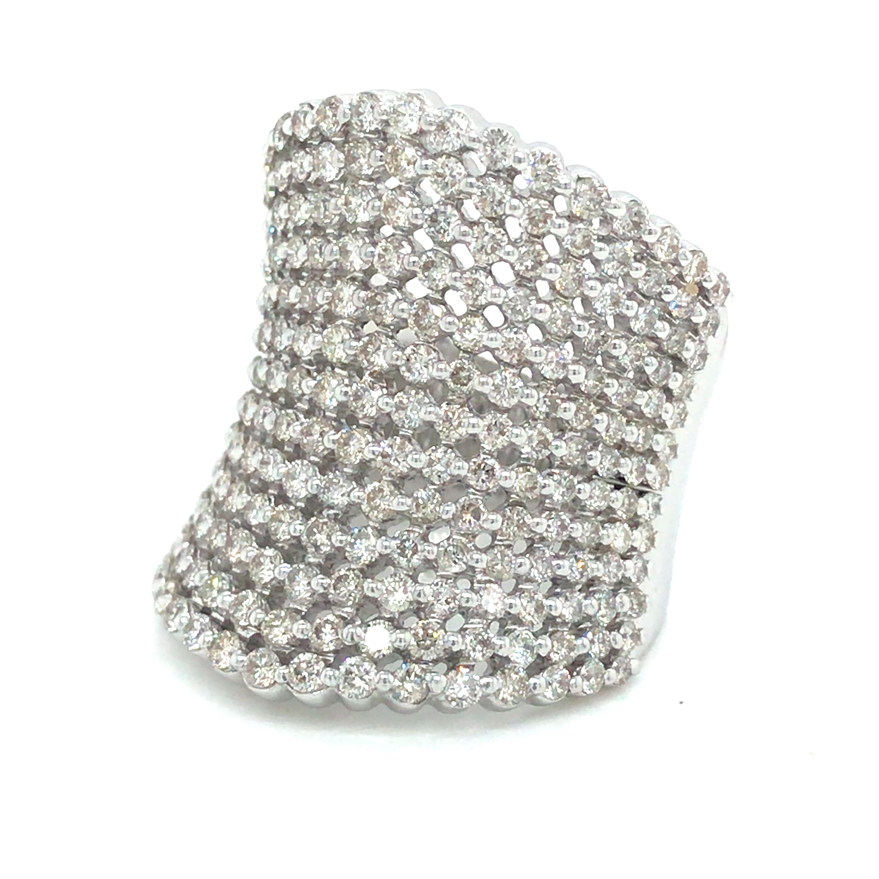 Wide Rows Bands 14K Wide Diamond Multi Row Band White Gold For Sale at 1stDibs