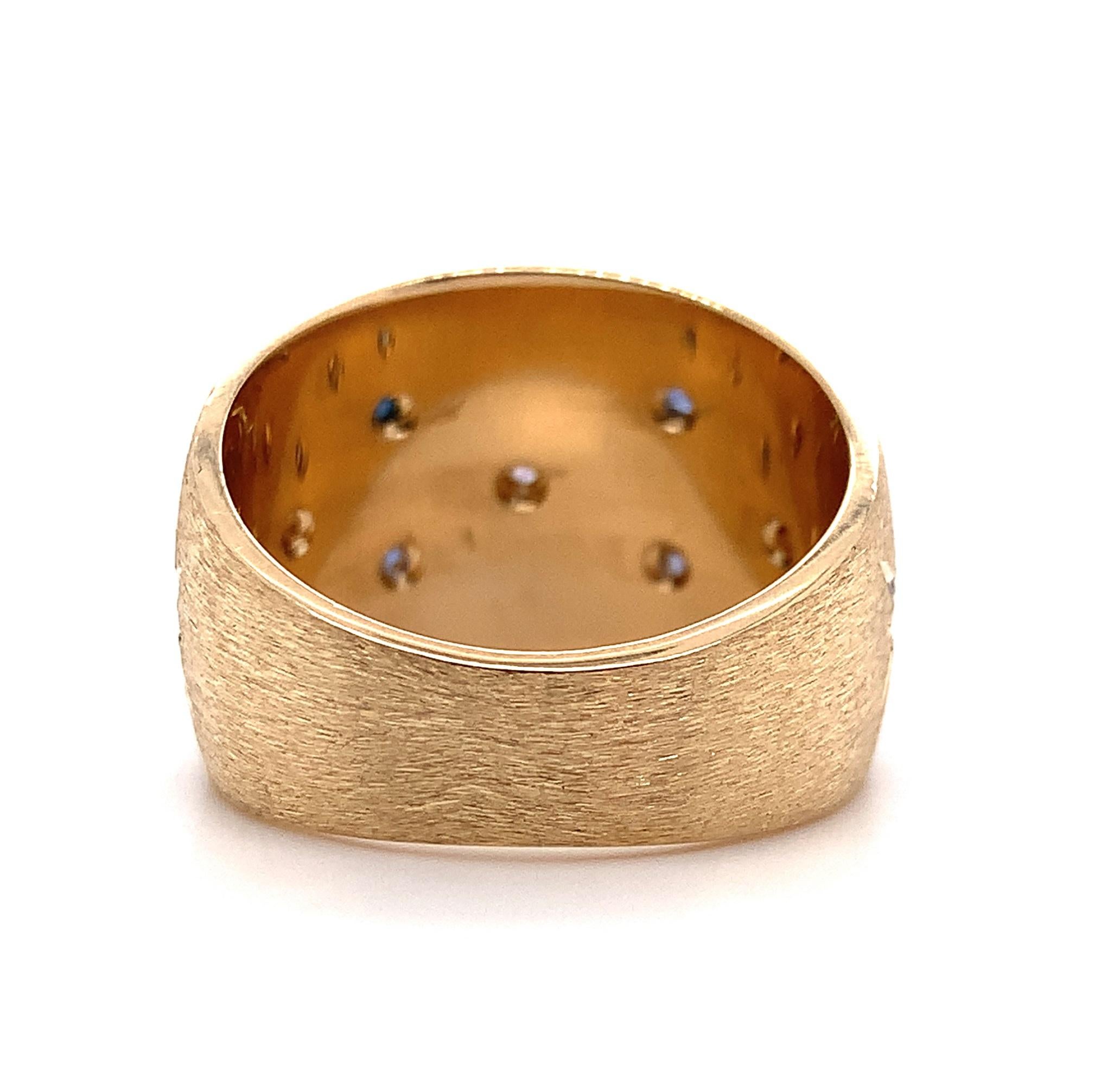 Taille brillant Bague jonc large en saphir lourd et diamant 14 carats en vente