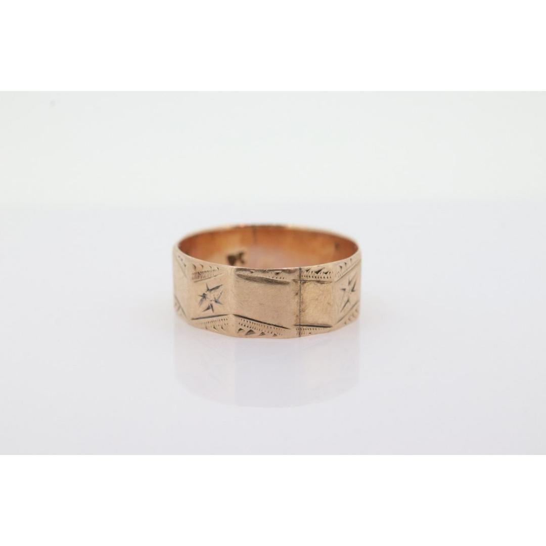14k Wide LEAF Ornate engraved band. 14k Rose Gold Vintage Victorian Cigar band For Sale 2