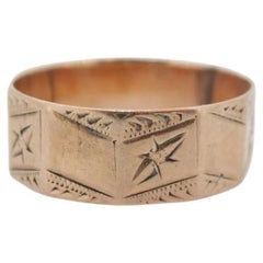 14k Wide LEAF Ornate engraved band. 14k Rose Gold Vintage Victorian Cigar band