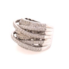 14K Wide Multi-Row Diamond Band White Gold