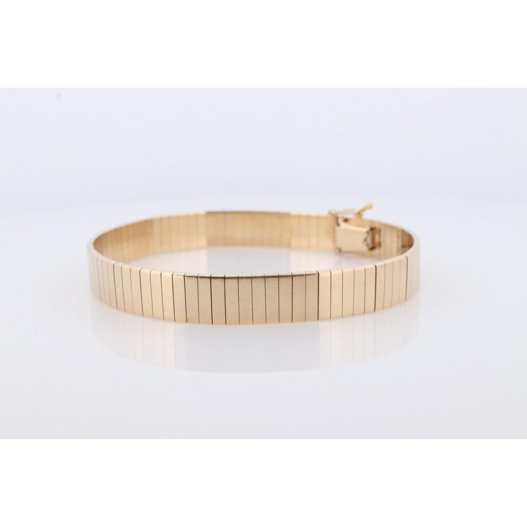 14k Wide Omega Bracelet. Italian Made 14k Yellow Gold Omega Snake Bracelet. 1
