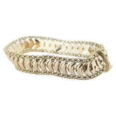 14k Wide Textured Bismark Bracelet. Italian Made 14k Yellow Gold Bracelet.