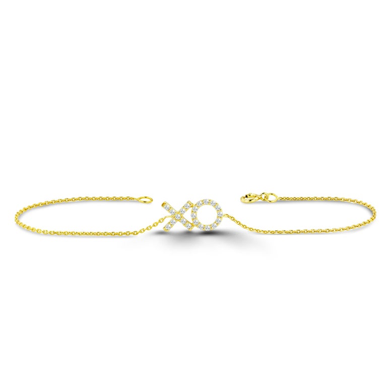 14K Gold 0.2 Ct Diamond XO XO Friendship Bracelet For Sale at 1stDibs