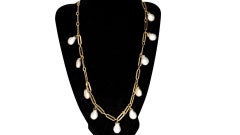 14K Yelllow Gold Necklace with Natural South Sea Pearls