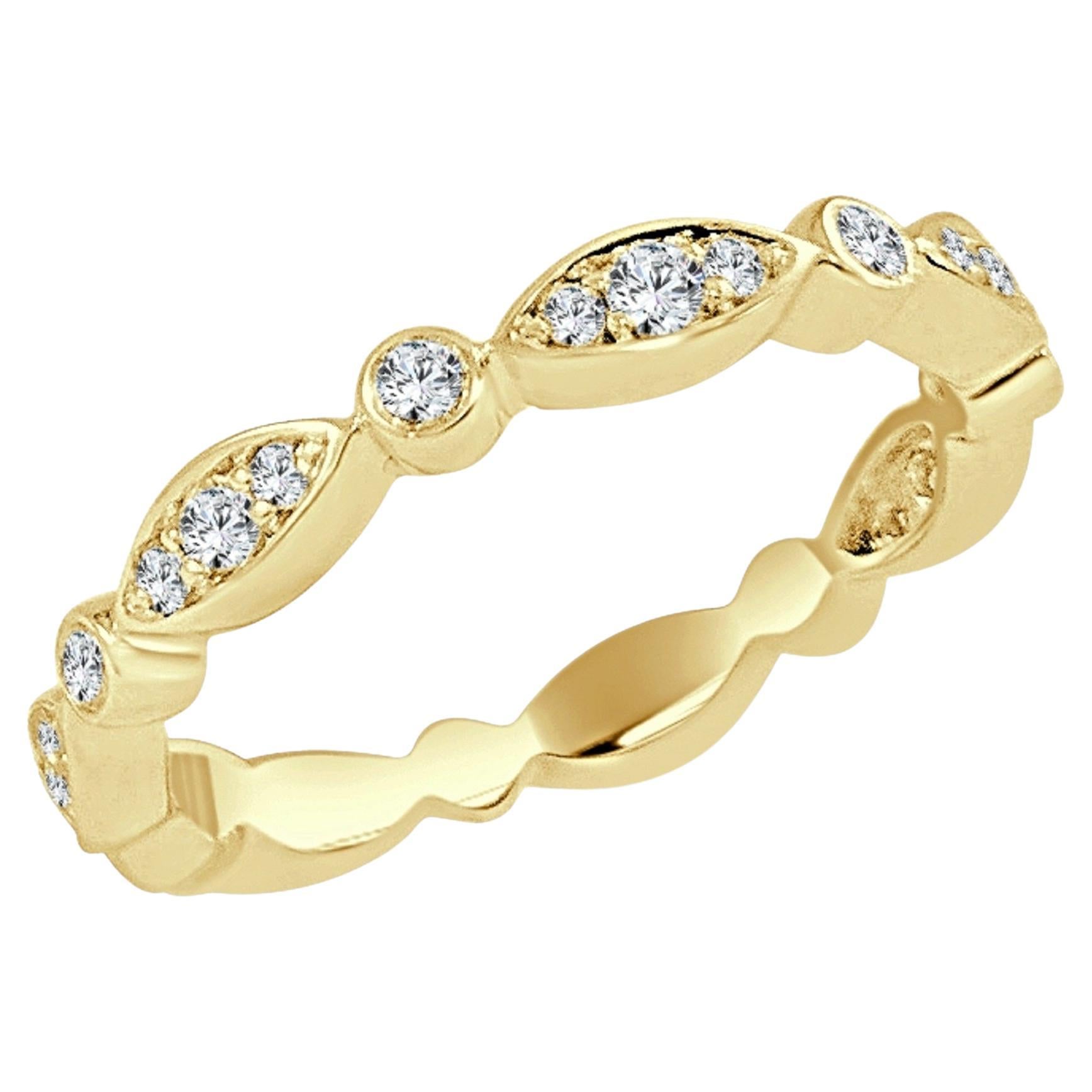 14K Yellow 0.30ct Gold Diamond Ring for Her For Sale