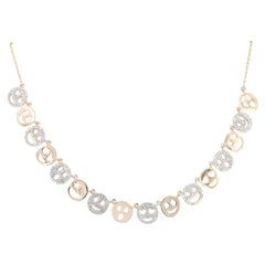 14K Yellow 1.55Ct Gold Lab Diamond Pavé Emoji Face Multi-Charm Necklace