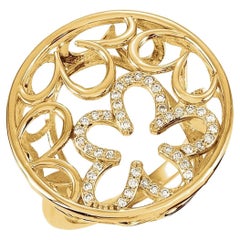 14K Yellow .32 Ctw Diamond Floral Chopard Inspired Ring