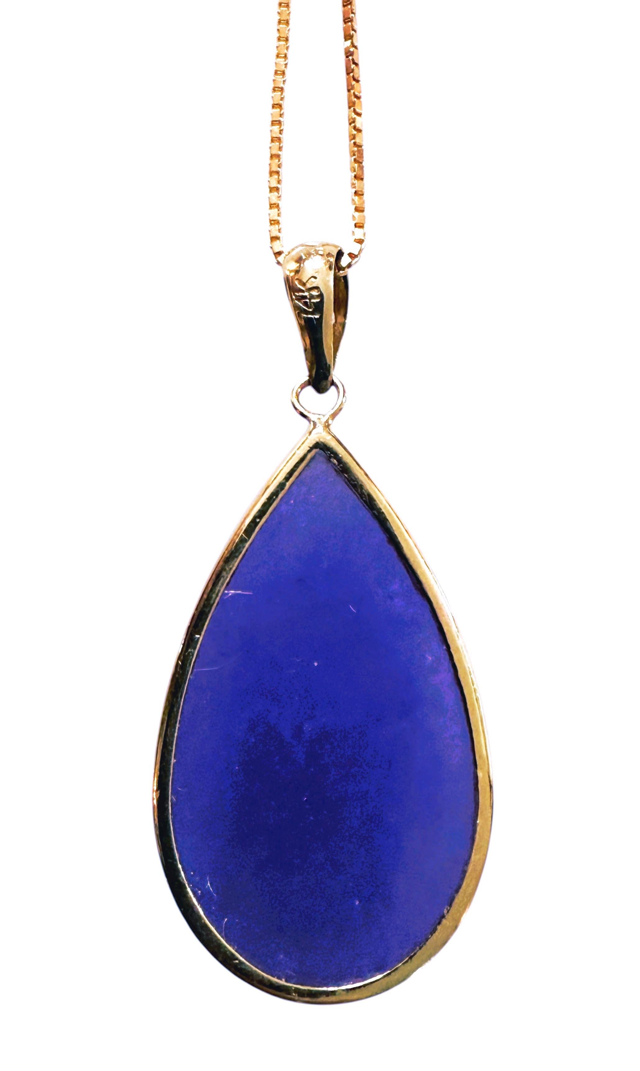 14k Yellow 6.65 Carat Pear Cut Amethyst Pendant Necklace 18