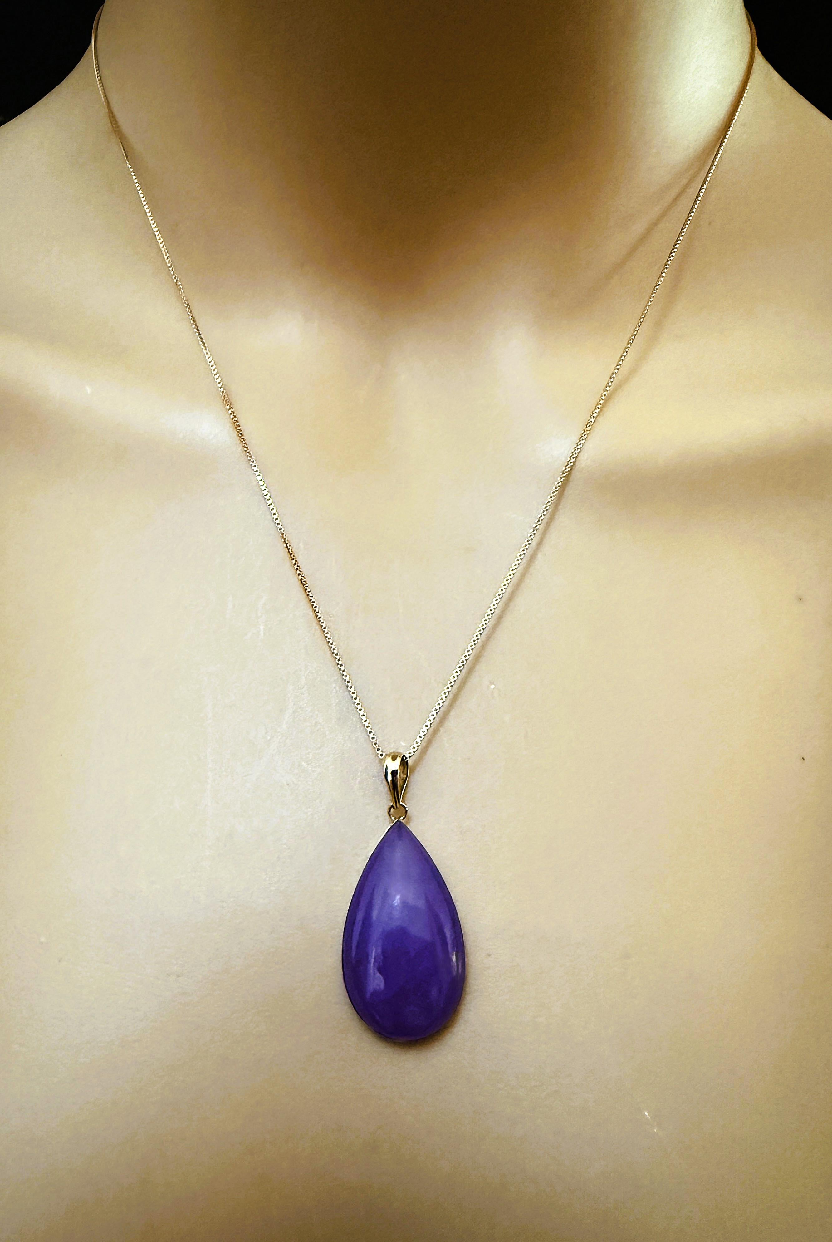 14k Yellow 6.65 Carat Pear Cut Amethyst Pendant Necklace 18