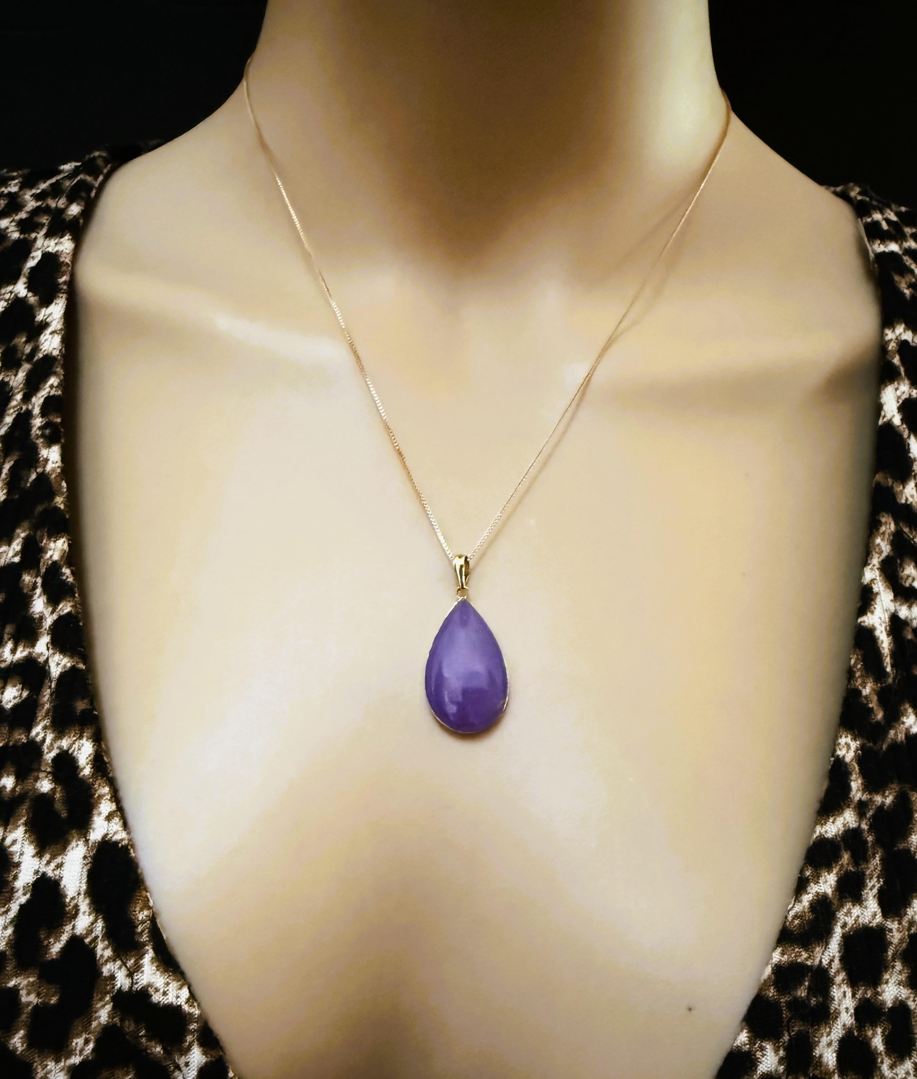 Women's 14k Yellow 6.65 Carat Pear Cut Amethyst Pendant Necklace 18