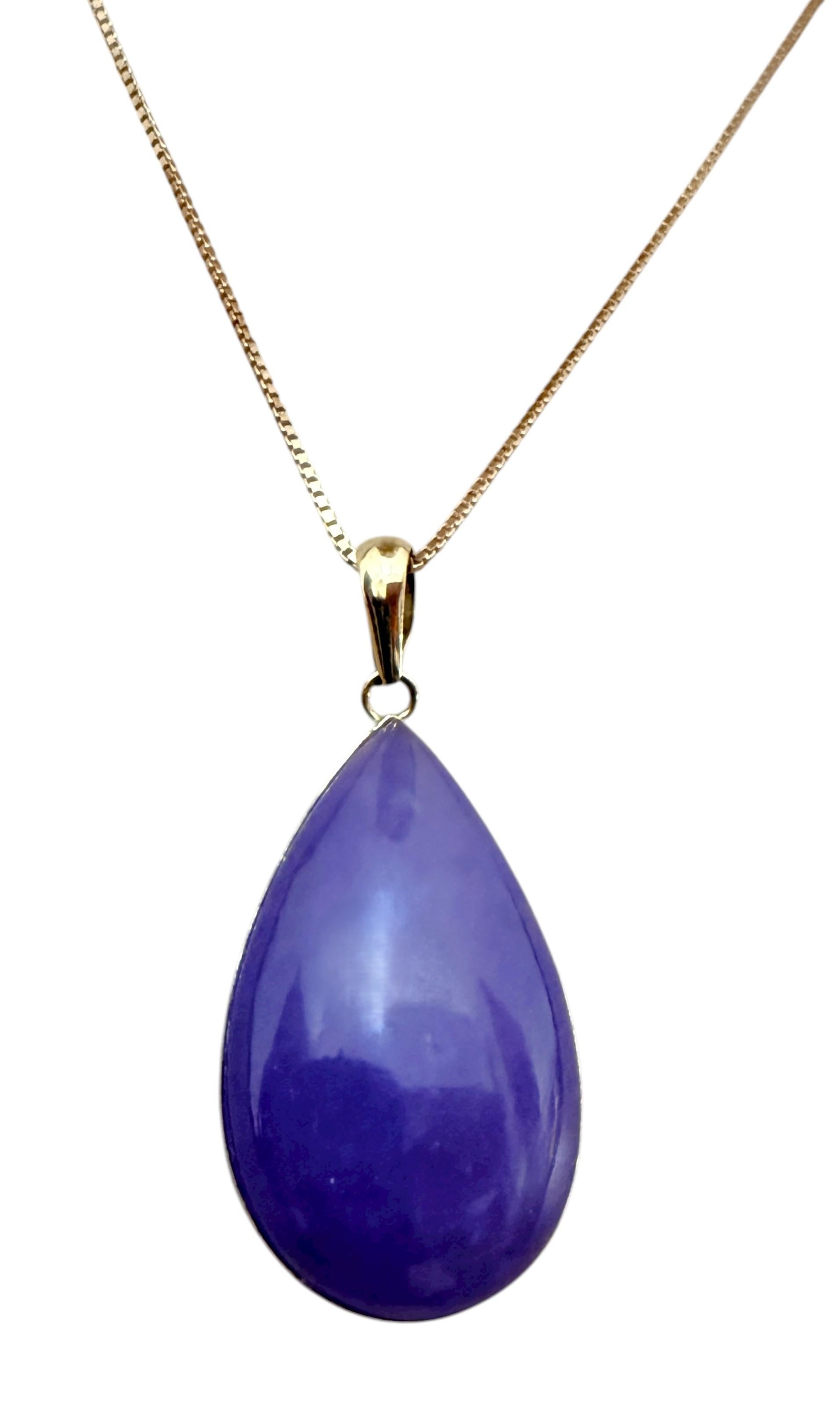 14k Yellow 6.65 Carat Pear Cut Amethyst Pendant Necklace 18