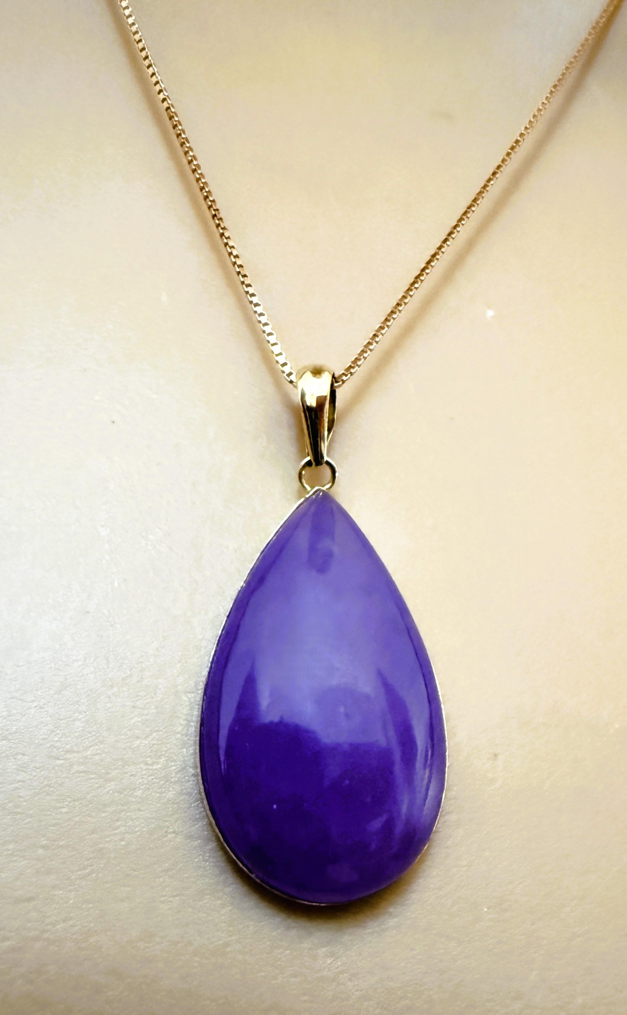 14k Yellow 6.65 Carat Pear Cut Amethyst Pendant Necklace 18